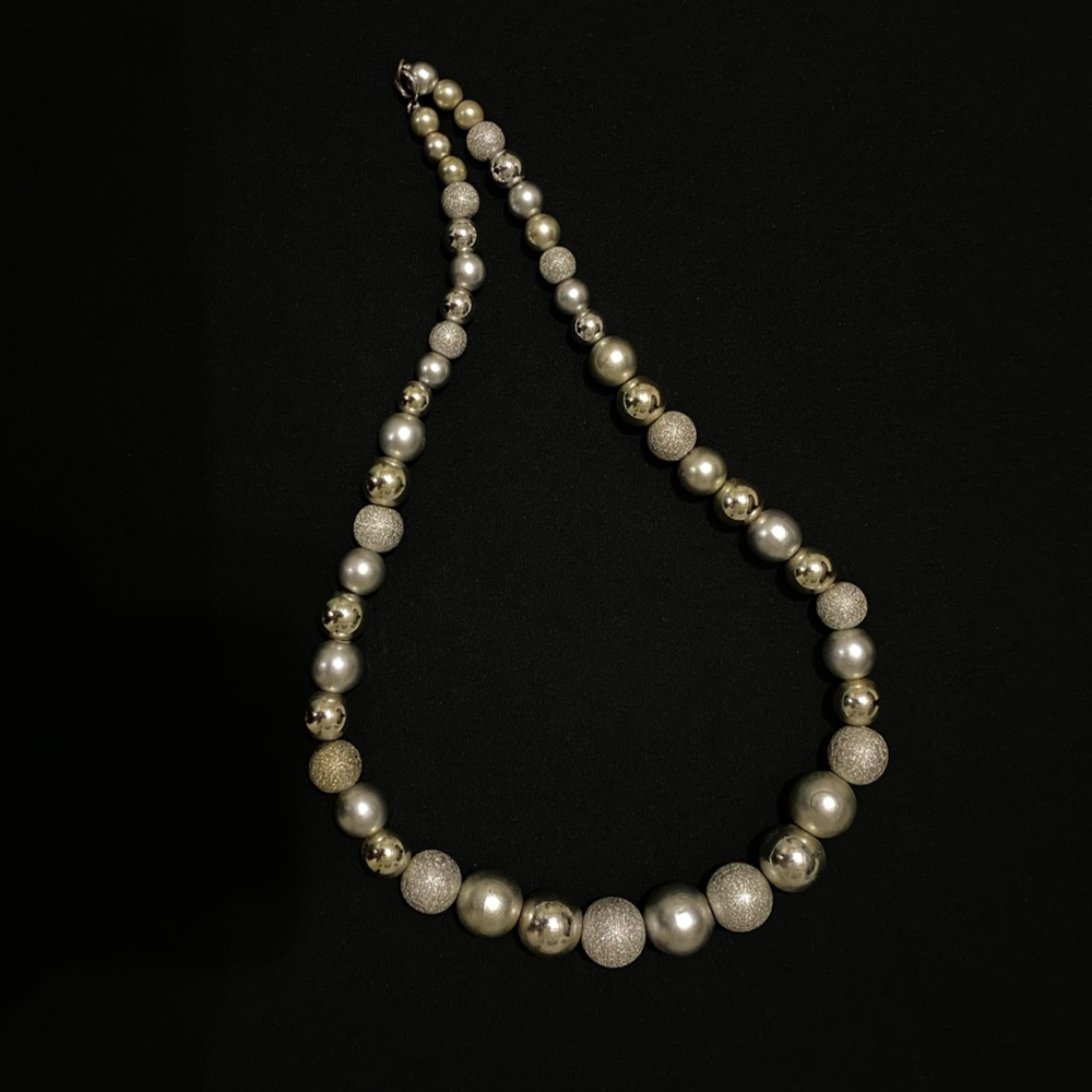 Classic Silver-Tone Bead Necklace - Picture 4 of 4
